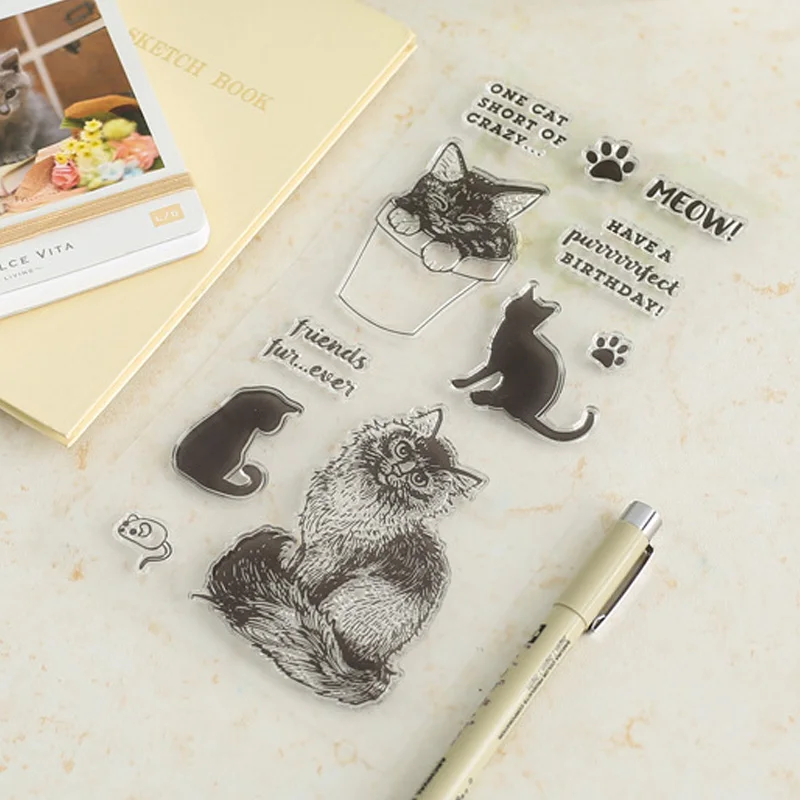 Meng кошка следы прозрачный силиконовый марки буквы печать набор сделай сам для