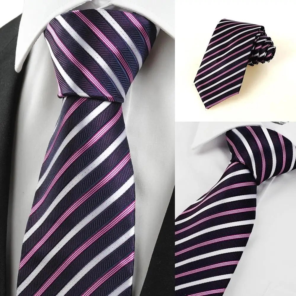 New Striped Purple White JACQUARD Men's Tie Necktie Wedding Holiday Gift # 0020 | Аксессуары для одежды