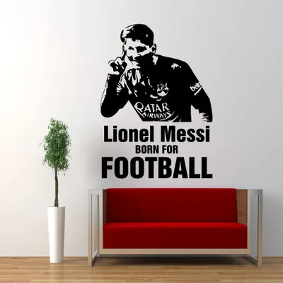 Месси родился для Футбол плеер стены Стикеры наклейка мальчиков комнаты