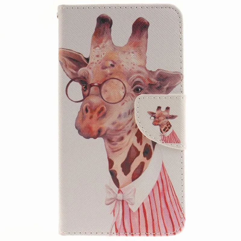 Giraffe Кожаные чехлы DEEVOLPO с дикими животными для iPhone 8, 7, 6S Plus, 4, 4S, 5C, 5S, SE, Touch 6, 5, слот для карт, чехлы для телефонов с волком и цветами, D26F - Цвет: Giraffe