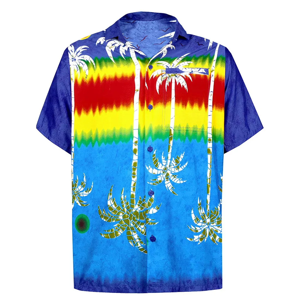 Multicolor Модная мужская рубашка летние пляжные Гавайские Стильные топы женские рубашки с коротким рукавом мужские повседневные топы рубашки - Цвет: Multicolor