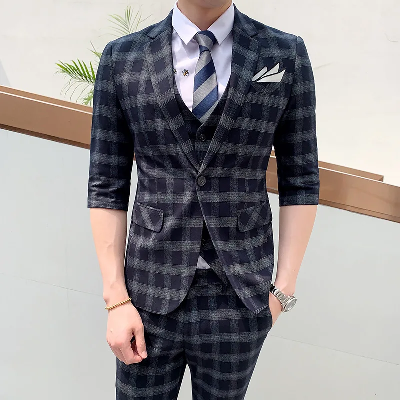 Мужской деловой костюм для шафера мужской с брюками блейзер + жилет брюки