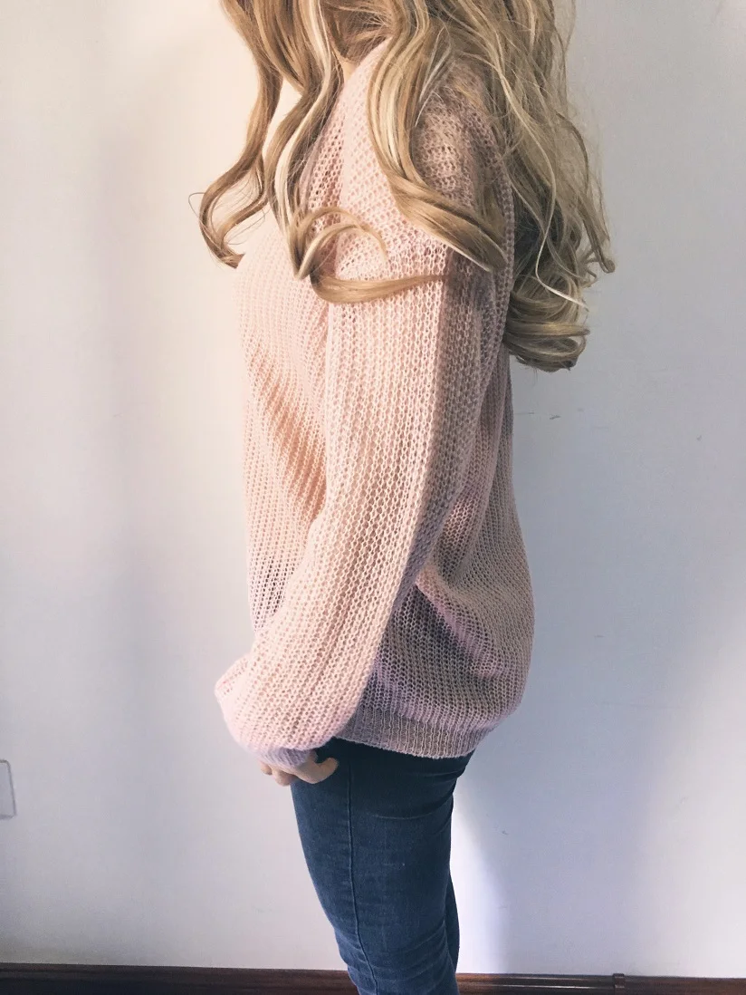 Autumn winter 2018 women sweaters pullovers Sexy deep V-neck knit bottom light loose long sleeve knitted jumpers sweater | Женская
