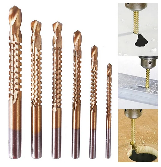 

6Pcs Power Drill & Saw Set HSS Steel Titanium Coated Woodworking Wood Twist Drill Bit 3mm 4mm 5mm 6mm 6.5mm 8mm