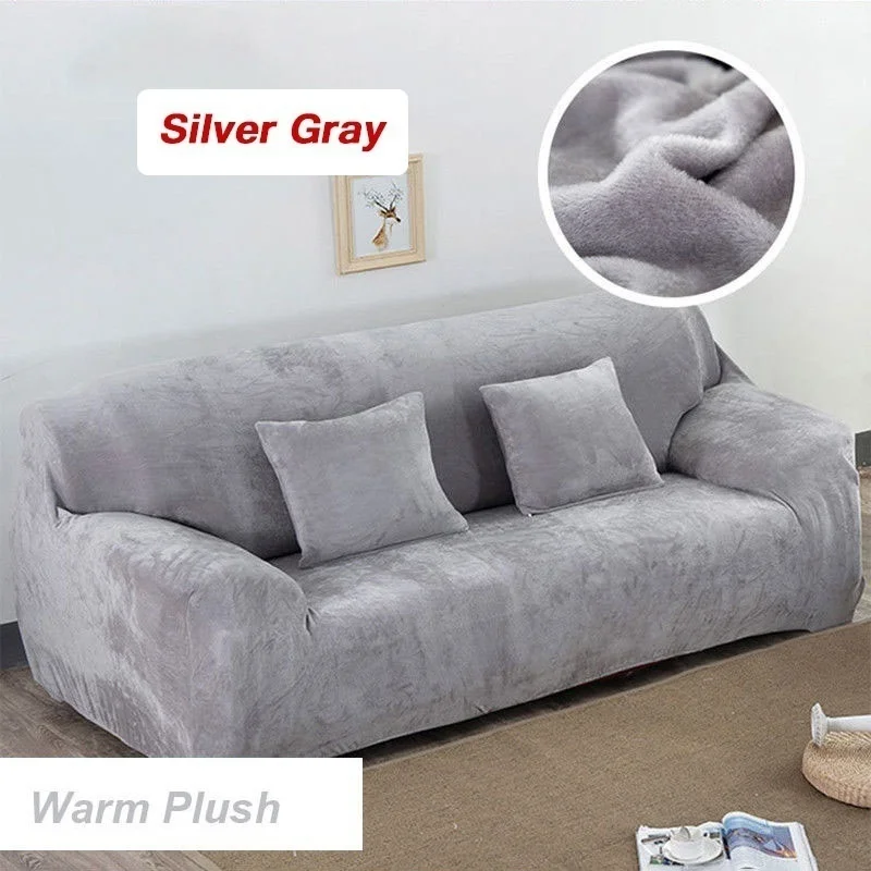 Silver Gray 13 цветов Теплые 1-4 сиденья толстые плюшевые кресла Ретро мягкие диванные чехлы Чехлы для диванов - Цвет: Silver Gray
