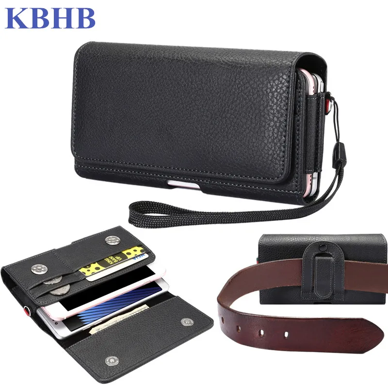 Универсальный двухслойный черный кожаный чехол-кобура для Lenovo Vibe P2 P2a42 |