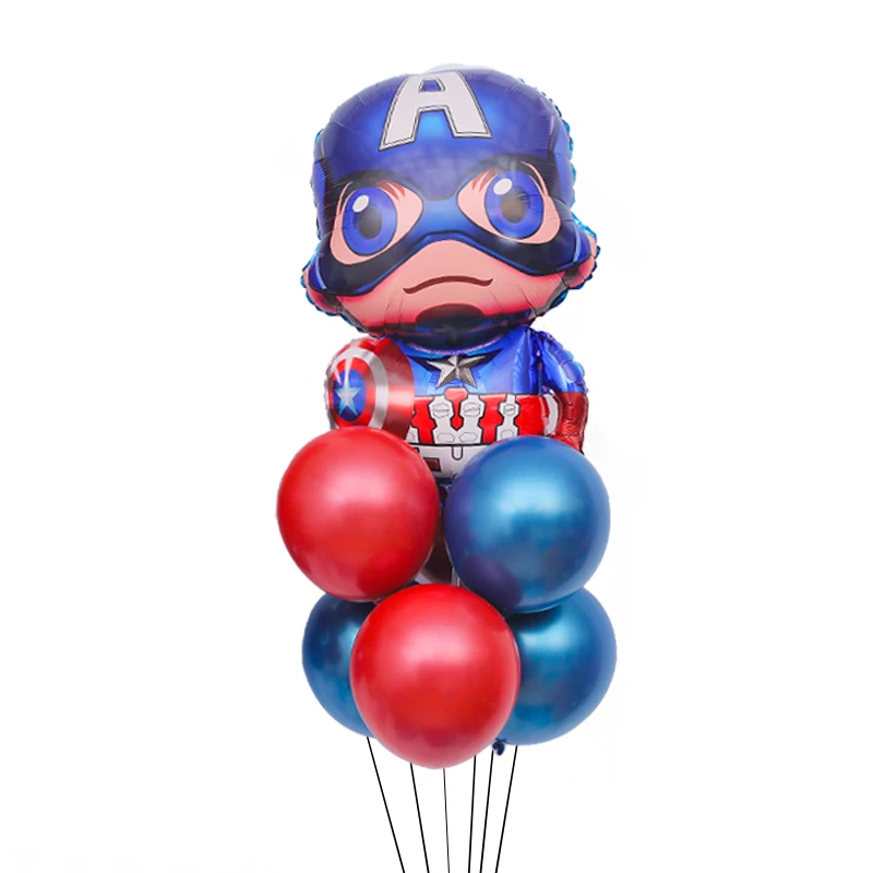 Captain America 6 шт. воздушные шары с супер героями фиол, украшение для дня рождения, Новогоднее украшение для детей, год, товары для украшения Человека-паука, детские игрушки - Цвет: Captain America