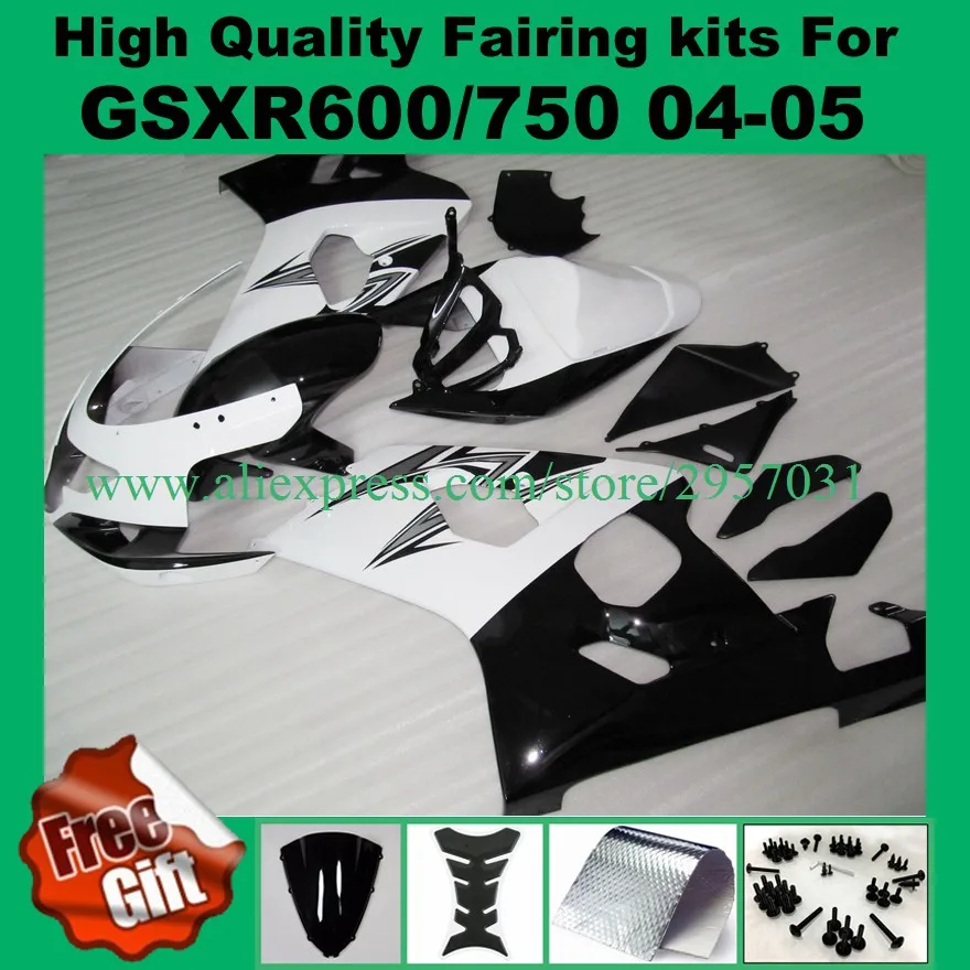 

Injection Fairings for SUZUKI GSXR600 GSXR750 2004 2005 GSX-R600 GSX-R750 04 05 K4 K5 White BLK fairing kits GSXR 600 750 04-05