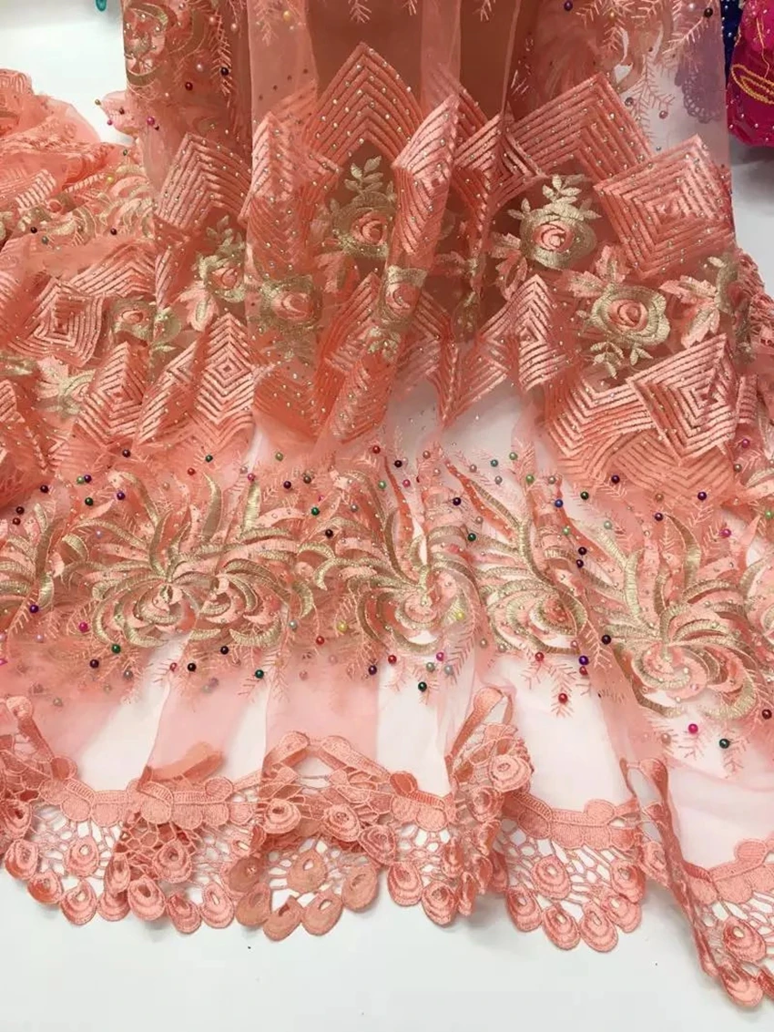 Африканский чистая шнур гипюр Французский Кружево Ткань Высокое качество