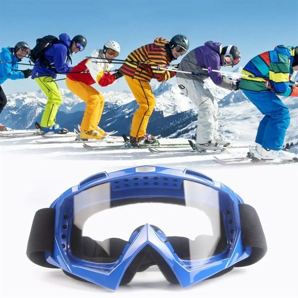 

Outdoor Sports Motorcycle Off-road Windproof Anti-fog Tactical Skiing Goggles Clear Lens Blue Frame Adjustable Glasses