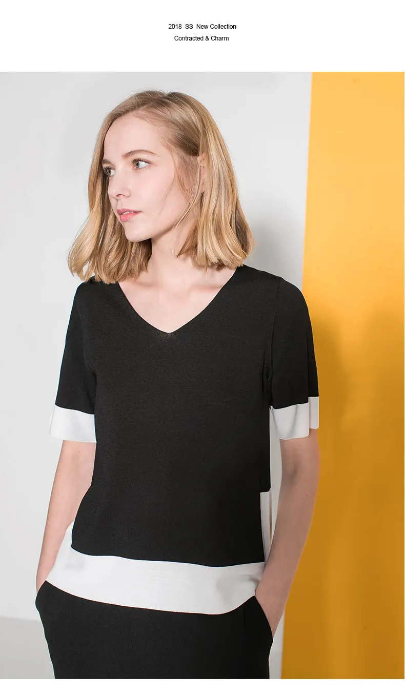 

Fashion brand Autumn and winter hit color short sleeve knit sweater + knit wide leg pants two-piece sets wq67 dropship
