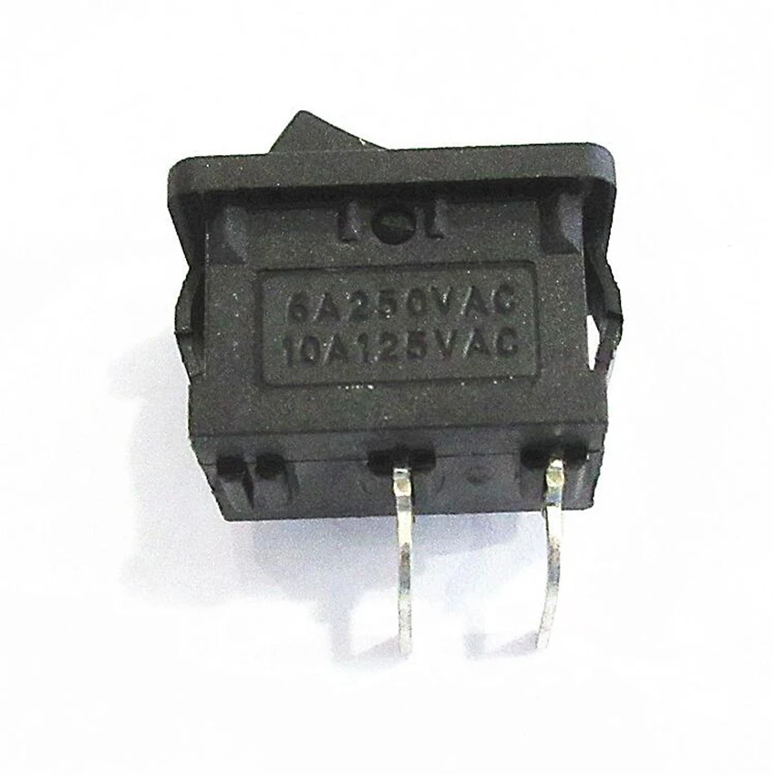 5 шт./компл. черная кнопка мини переключатель 6A 250v/AC 10A 125V/AC KCD1 2Pin оснастки