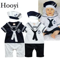 2021 baby rompers navy sailor newborn clothes baby boys jumpsuits shortall 100 cotton seaman costume for baby clothing 80 90 95