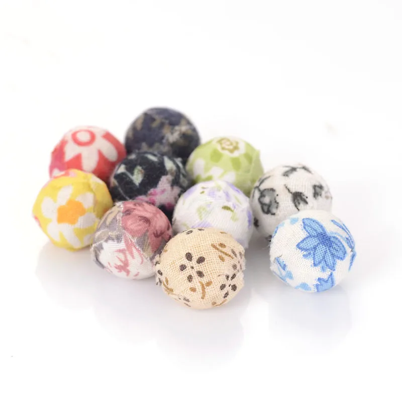 

20pc/lot Fabric Art Fluffy Balls Multicolor Grid Pattern Party Decoration Handcraft Knitting Crochet Ball For Diy Jewelry Making