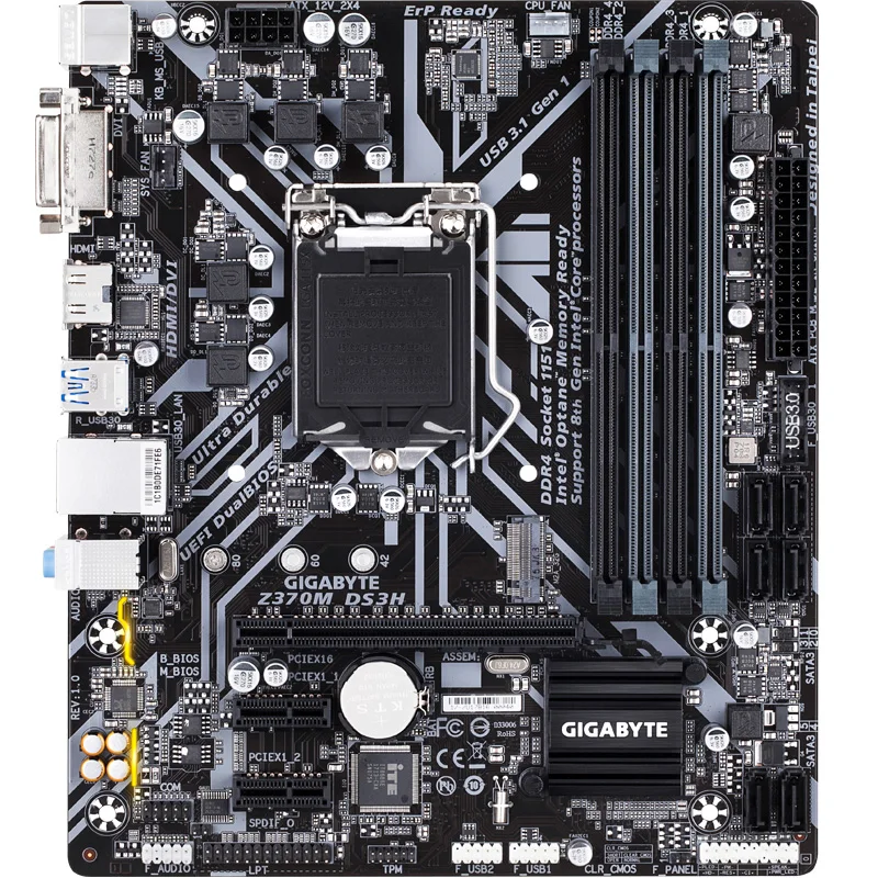 Для Gigabyte GA Z370M DS3H LGA1151 DDR4 Z370 PCI E3.0 SATA3 USB3.0 Поддержка i3 8100 i5 8500 I7 8700K|Материнские платы|