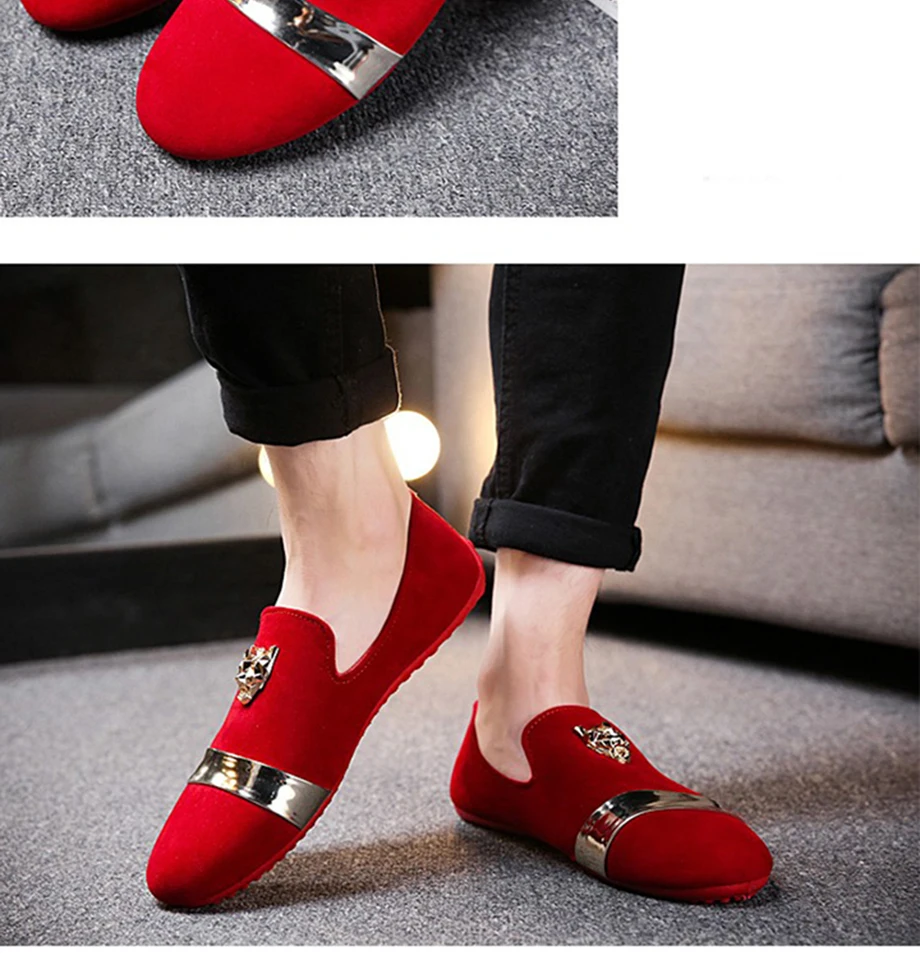 Spring And Autumn New men's Casual Shoes Fashion Cow Suede Men's Shoes Men's Dress Shoes Metal Decoration Men's Wedding Shoes