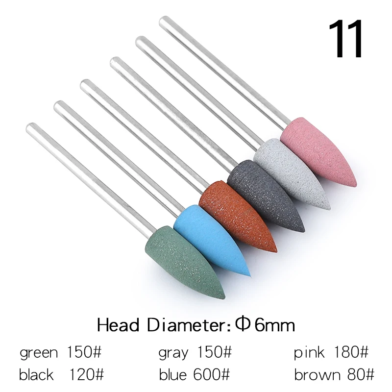 6 шт. электрическая дрель для ногтей маникюра силиконовая мельница Набор фрез