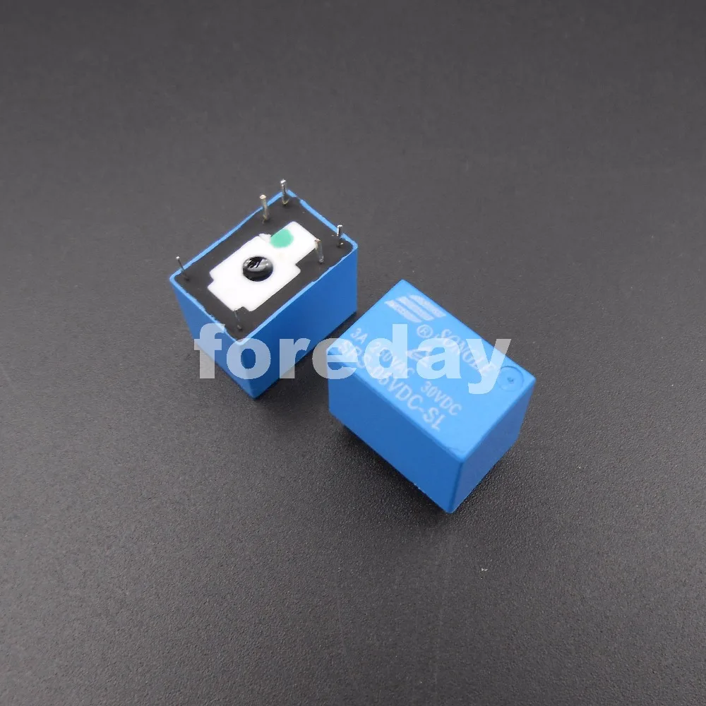 100 шт. SONGLE реле мощности SRS PCB 6 контактов синий 5 В 9 12 24 стандартная фотография|power