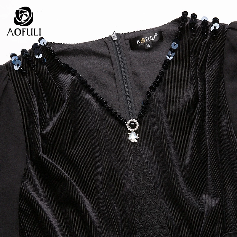 AOFULI M 4XL 5XL женский вельветовый комбинезон в полоску с длинным рукавом и v образным