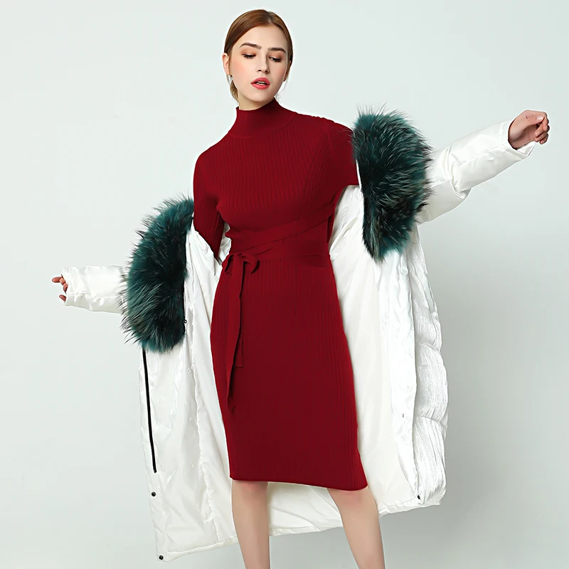 OFTBUY 2019 зимняя куртка женская длинная парка Цвет Верхняя одежда парки натуральный