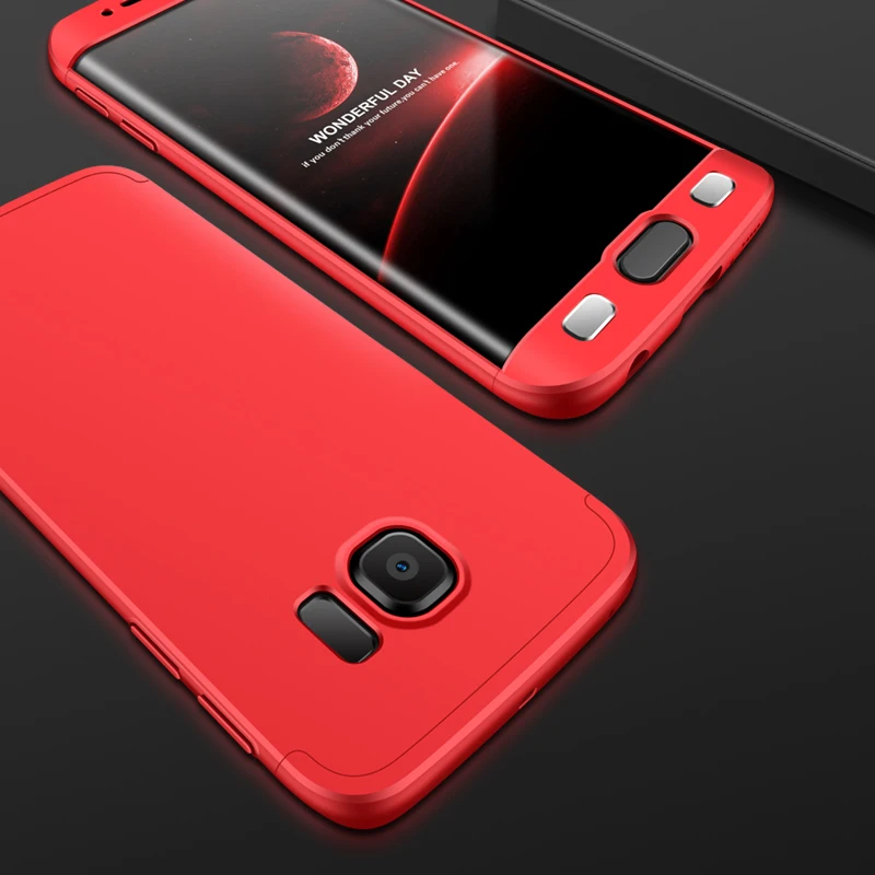 Чехол GKK для SUMSUNG Galaxy S6 edge 3 в 1 с защитой 360 жесткий матовый однотонный деловой