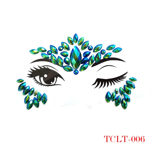 TCLT-006 1PCS 24 стиля клейкий липкий стикер для драгоценных камней Макияж Лицо Boob кристалл драгоценности фестиваль драгоценные камни вечерние наклейки для макияжа s лицо драгоценные камни для тела - Цвет: TCLT-006 1PCS