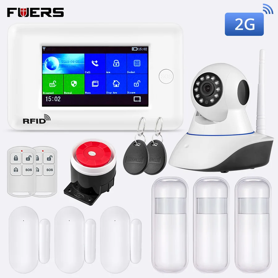 PG106 2G Kit 1 FUERS, новинка, PG106, 2G, 3g, GPRS, GSM, беспроводная, охранная, домашняя, охранная, противоугонная, Wi-Fi сигнализация, комплект, приложение, управление, с ip-камерой - Цвет: PG106 2G Kit 1