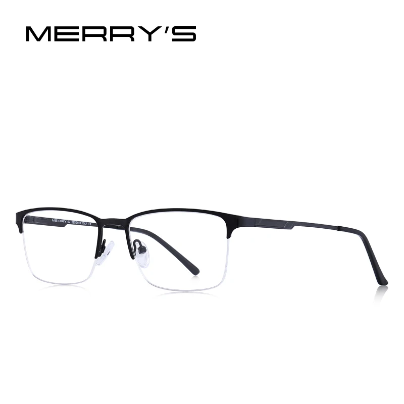 Merry's, мужские титановые очки, оправа, мужские, сплав, квадратные, ультралегкие, очки по рецепту, S2125 - Цвет оправы: C01 Black