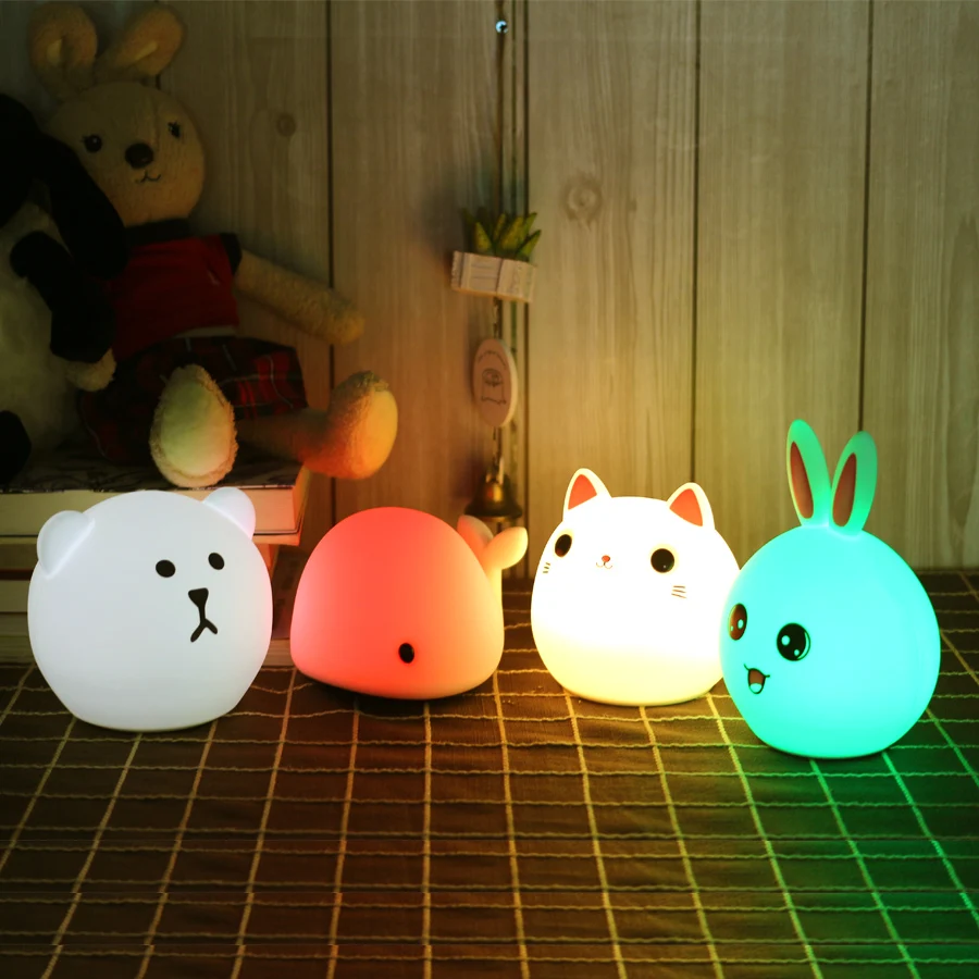 Сенсорный силиконовый светодиодный ночник с зарядкой от USB подарок для детей