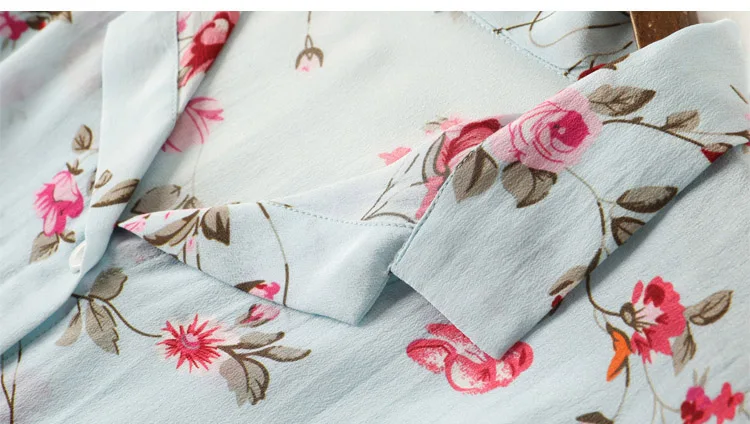 Women Blouse REAL SILK Crepe Floral Print Blouse Shirt Half Sleeved Office Lady Blouses Summer Shirt