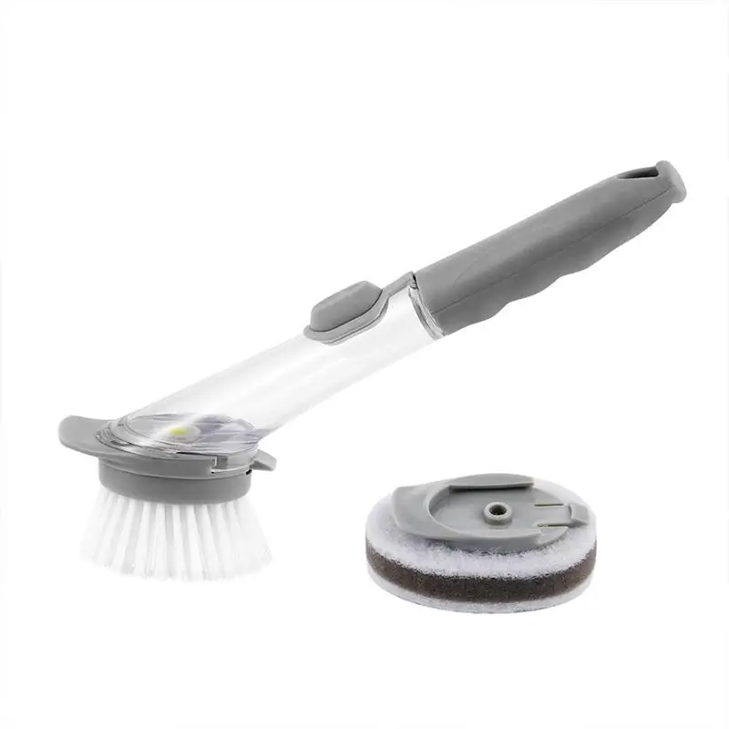 Light Grey ORZ диспенсер для мыла Чистящая щетка Скраб для мытья посуды губка для мытья посуды с заправкой жидкости кухонный горшок очиститель для очистки раковины инструменты - Цвет: Light Grey