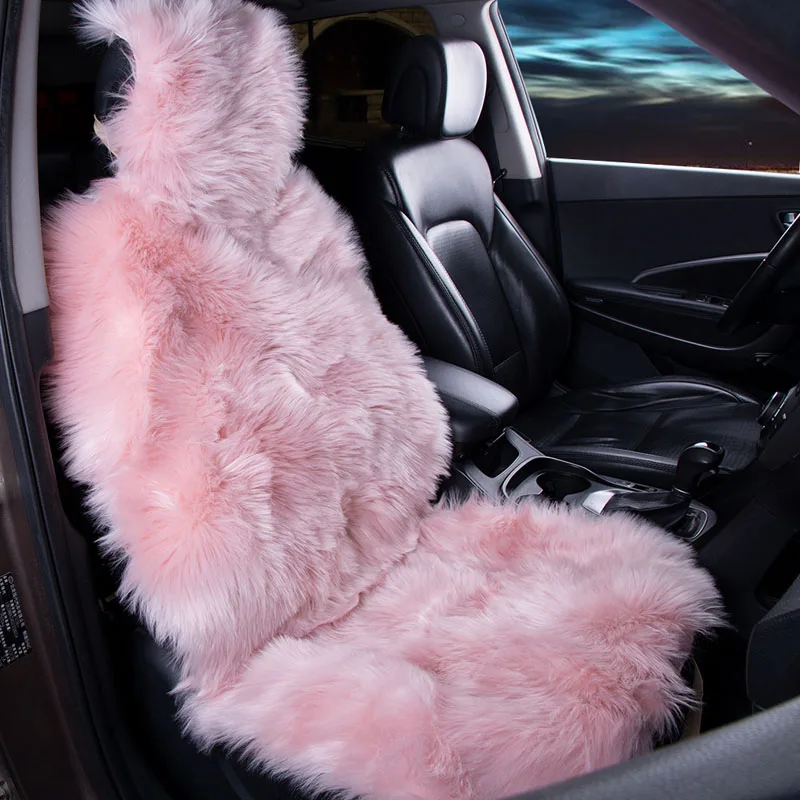 Pink Seat Cover KAWOSEN 1 шт. длинные чехлы для сидений из искусственного меха, универсальные чехлы для сидений из искусственного плюша, милые плюшевые черные подушки для сидений LFFS02 - Название цвета: Pink Seat Cover