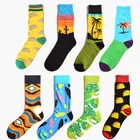 Носки женские хлопковые, с забавными цветными пейзажами, для праздника