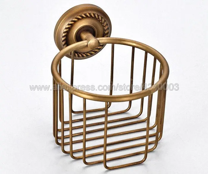 Toilet Roll Basket Античный латунный аксессуар для ванной комнаты, Полка для полотенец, держатель для полотенец, держатель для бумаги, тканевый крючок, аксессуар для ванной комнаты, настенный Kxz005 - Цвет: Toilet Roll Basket
