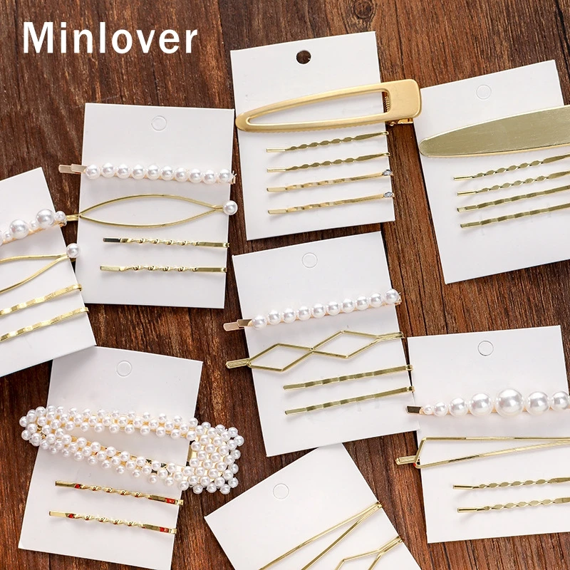 Minlover 3 шт./лот полые геометрические аксессуары для волос из жемчуга девушка Бобби