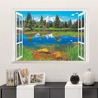 3d-наклейка на стену в виде лесного пейзажа на четыре сезона, съемные обои с зеленым деревом, домашний декор