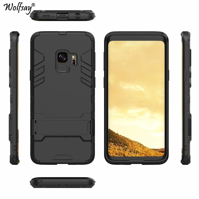sFor Samsung Galaxy S9 Case Luxury Armor Rubber Hard Back Phone For Cover Fundas Wolfsay |