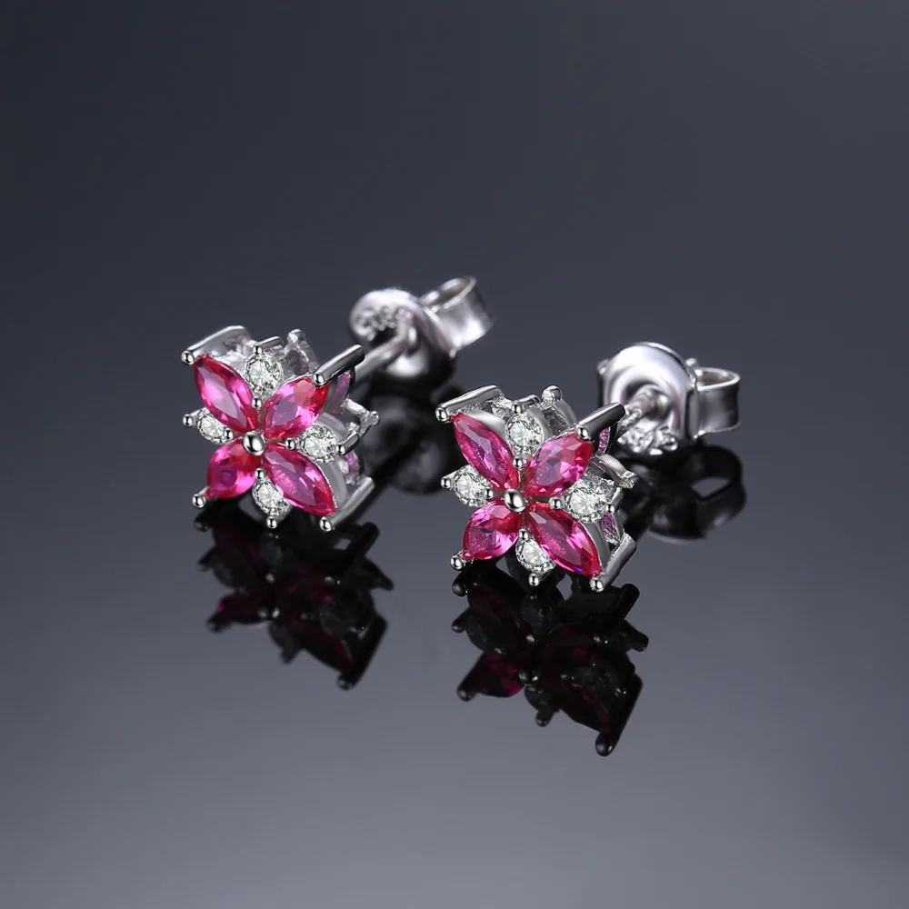 Jewelrypalace цветы 0.9ct СОЗДАН RUBY Серьги-гвоздики чистый стерлингового серебра 925 пробы женской моды Серьги украшения для Для женщин
