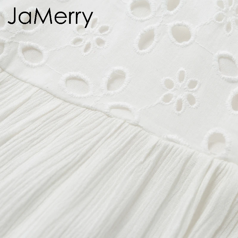 JaMerry винтажное Белое Женское мини платье с вышивкой летние выходные Пляж