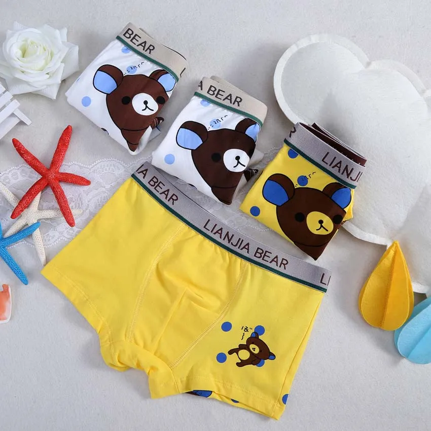 3 шт./лот милый медведь шорты для мальчика Боксеры Нижнее белье из хлопка нижнее