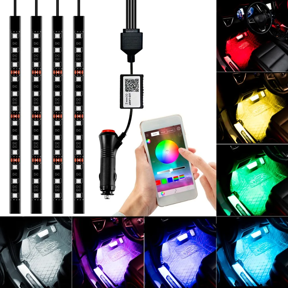 Автомобильный Стайлинг интерьера RGB светодиодный светильник в виде полосы