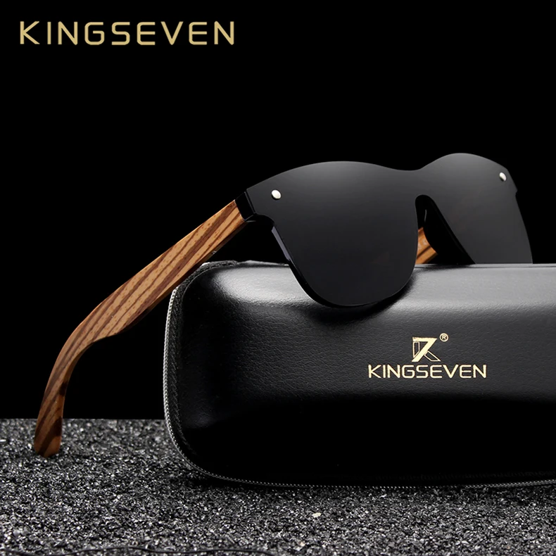 KINGSEVEN, поляризационные Квадратные Солнцезащитные очки для мужчин и женщин, Зебра, деревянная оправа, зеркальные Плоские линзы, очки для вождения, UV400