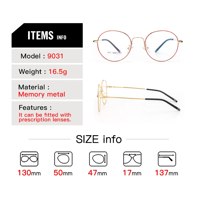 Alloy Eye Glasses Frame Women Gold Round Fake Nerd Clear Computer Reading Myopia Prescription Optical Eyewear #9031 | Аксессуары для