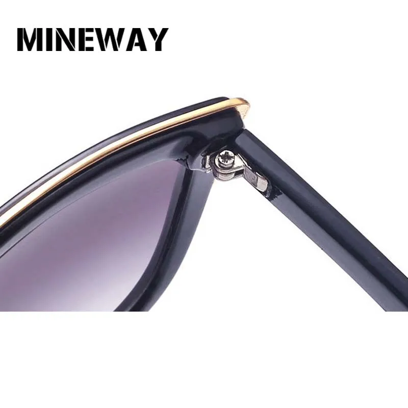 Женские солнцезащитные очки с большими линзами MINEWAY черные кошачий глаз