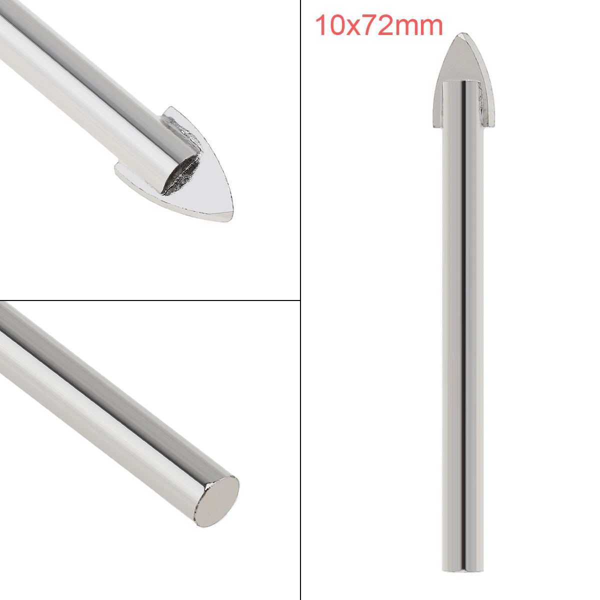 

10x72mm Cemented Carbide Glass Marble Porcelain Spear Head Ceramic Tile Drill Bits for Electric Drill Tool Accessories