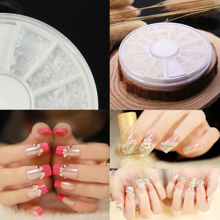 3D мода белый маникюр советы перл акриловые джем блеск украшения DIY бесплатная