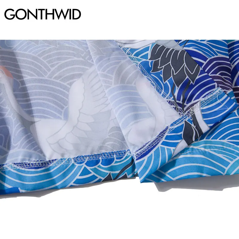 GONTHWID японское кимоно кардиган Haori куртки с длинным рукавом уличная одежда для