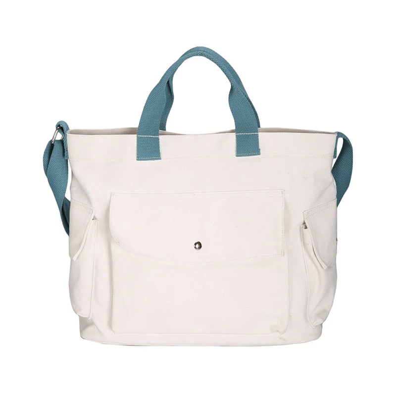 Белый Monsisy Canvas Tote Women Beach Bag Shopping Handbag Big Capacity Pocket Student Girl School Book Travel Shoulder/Messenger Bags - Цвет: Белый