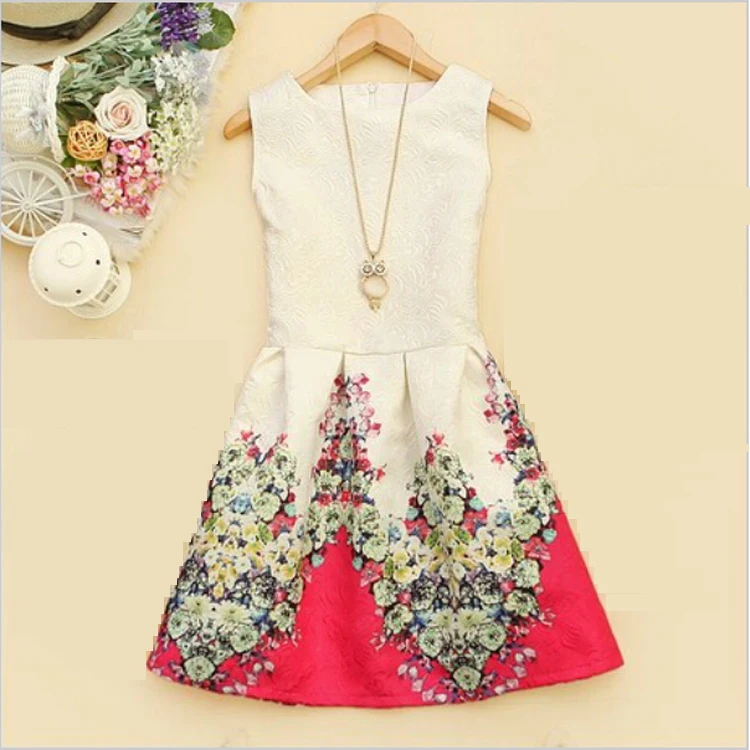 Hot !European Style 2014 high quality Summer Fashion Women Royal Print Dress ladies round neck sleeveless vest dress | Женская одежда