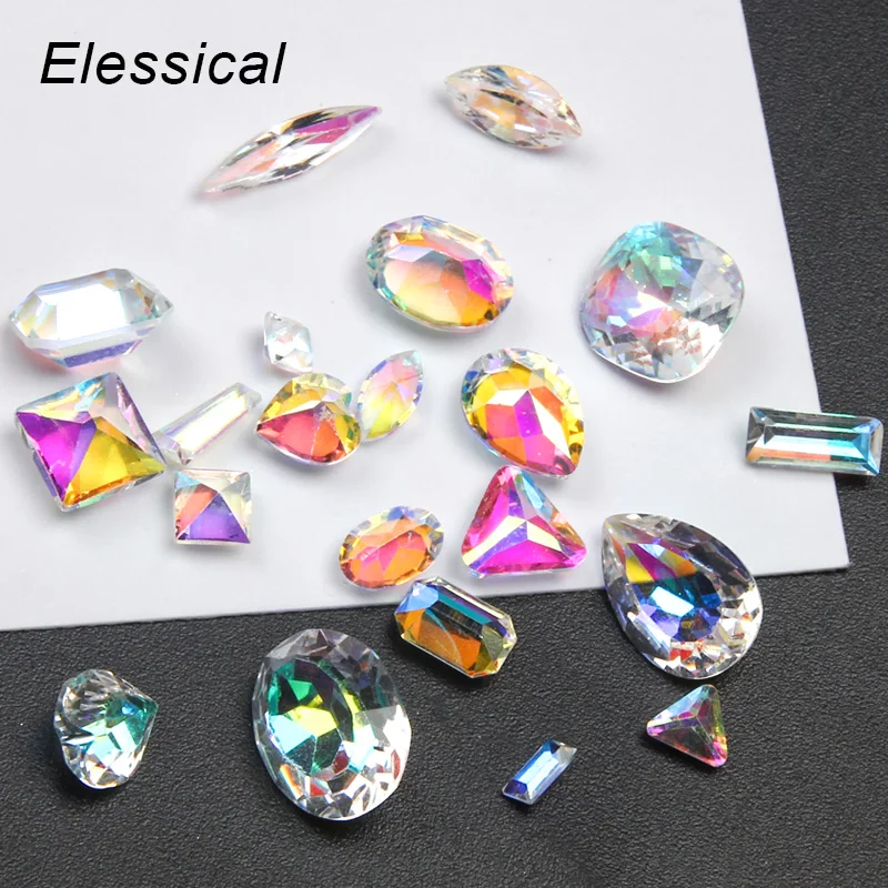 Elessical 20 шт лазерные смолы Стразы для дизайна ногтей драгоценные камни AB Цвет 3d
